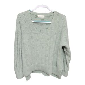 American Threads women's green knit long sleeve sweater Size L